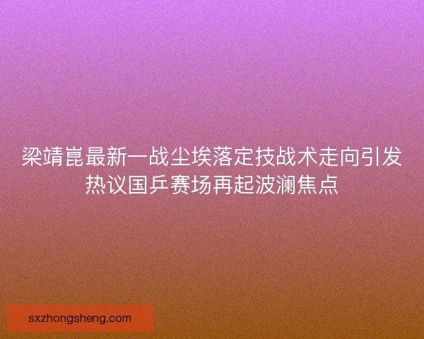 梁靖崑最新一战尘埃落定技战术走向引发热议国乒赛场再起波澜焦点