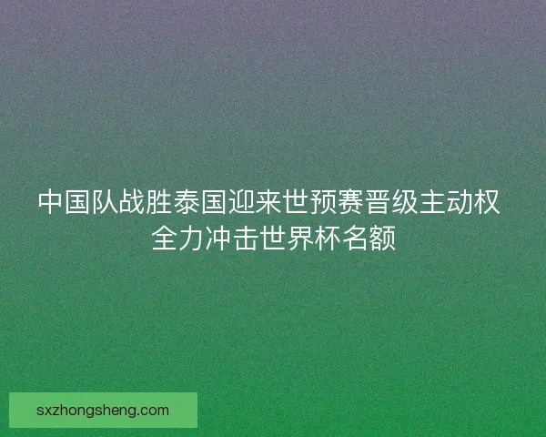 中国队战胜泰国迎来世预赛晋级主动权 全力冲击世界杯名额