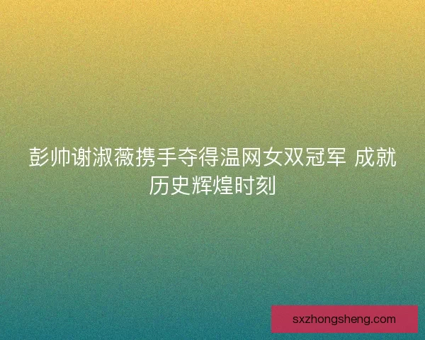 彭帅谢淑薇携手夺得温网女双冠军 成就历史辉煌时刻